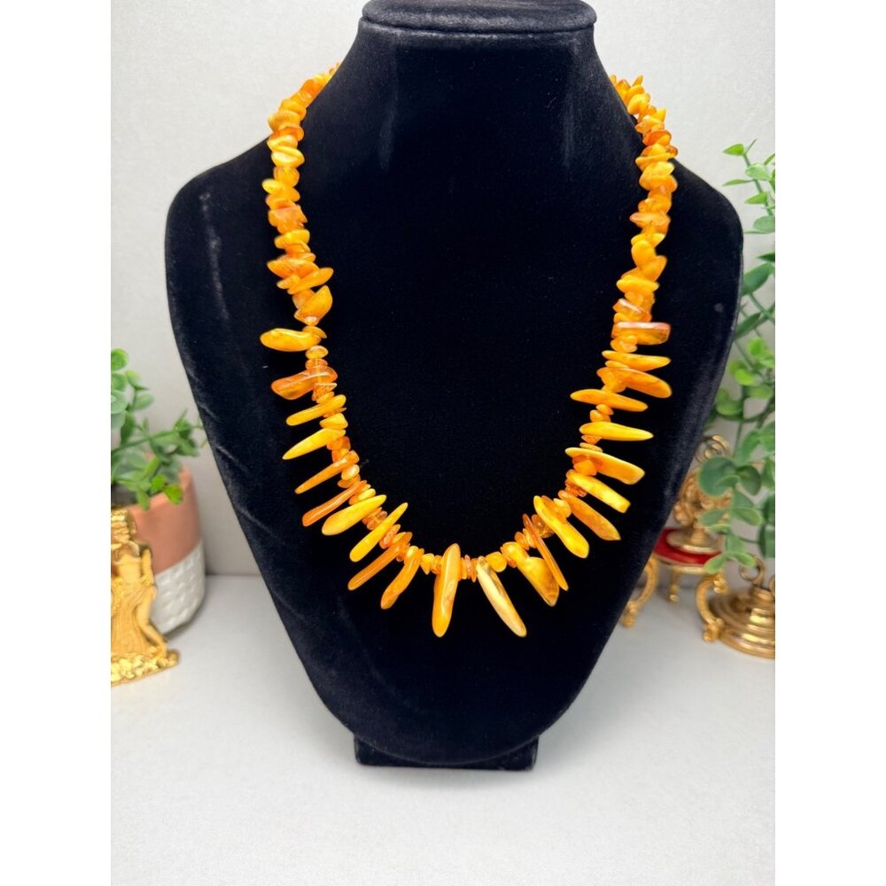 Vintage Genuine Egg Yolk Baltic Amber Butterscotch Necklace Beads 20’